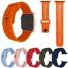 Adecuado para Apple Watch Ultra9876543210 Generación Se Xiaomi Agujero Hebilla Cuadrada Transpirable Correa de Reloj de Silicona