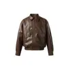 Jaqueta de Couro PU Estilo Retrô da Marca Americana Trendy Nandchn para Homens e Mulheres, Jaqueta de Motociclista com Gola Lapela Solta J10075
