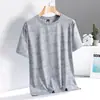 Nueva Camiseta de Verano para Hombre con Bloques de Color Estampados de Manga Corta, Seda de Hielo de Secado Rápido con Cuello Redondo, Camiseta Fina de Media Manga para Fitness