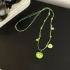 Nuevo Lindo Botón de Manzana Collar de Perlas Manzana Verde Paraíso 2026 Clavícula Colorido Accesorio Más Vendido Regalo para Mejor Amiga