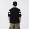 Camisa polo de punto de seda helada de alta gama con bloques de color para hombre, de manga corta, nuevo estilo de verano, camiseta de cuello para hombre moderna y versátil