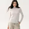 Suéter de cashmere 100% puro feminino com gola semi-alta, caimento justo, estilo simples de alta qualidade, suéter base de tricô em cashmere