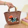 Bolsa Dachshund de Grande Capacidade Tecida à Mão Cesto de Legumes Bolsa de Vime Plástico Diversos Tamanho Bolsa Feminina para Legumes