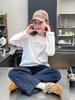 Camiseta Blanca de Manga Larga para Niños, Camiseta Interior para Niñas, Top Estilo Niños Grandes, Nuevo Estilo Primavera y Otoño 2025 para Niñas Pequeñas