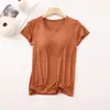 Camiseta Interior de Manga Corta de Modal para Mujer con Copas, Pijama Integral de Primavera y Verano para Mujer, Ropa para Mujer de Manga Media de Cinco Dedos