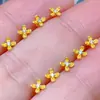 Botão Mini Flor de Osmanthus Prata Esterlina S925 Banhado a Ouro Trevo de Quatro Folhas Botão de Flor Pequena Corda de Mão Corda Trançada Acessórios de Botão Acessórios Feitos à Mão