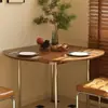 Boj Plegable Retro Redondo Mesa de Comedor Apartamento Pequeño Hogar Sencillo Cuadrado Tronco Madera Maciza Antigua Fábrica