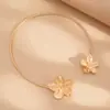 Gargantilla de Metal con Flor Europea y Americana Transfronteriza Moda Temperamento Estilo Minimalista Collar Nicho Versátil Joyería de Gama Alta Venta al por Mayor