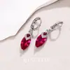 Pendientes de Hoja de Rubí Sintético Retro de Lujo Ligero con un Toque de Alta Gama, Clips para Orejas y Pendientes Colgantes Marquise Color Rojo Sangre de Paloma de Moda para Mujer