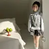 Traje para Niña 2026 Otoño Nuevas Llegadas Niños Medianos y Grandes Camisa con Cordones y Moño Chaleco Bordado Conjunto de Dos Piezas Top Infantil