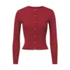 2026 Primavera Temprana Nuevo Estilo Estilo Francés Elegante de Dama Chaqueta Cardigan de Punto Ajustada de Lana con Cuello Redondo y Mangas Largas con Botón Metálico para Mujer