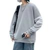 Nova Blusa de Moletom Waffle Masculina Tendência Primavera e Outono Solta Casaco Casual Gola Redonda Listrada Manga Longa