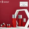 Frasco de vidro Boqi ponto 30g-120ml quadrado plano corpo de garrafa vermelho grande creme limpador facial garrafa estilo nórdico