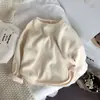 Camiseta interior de punto gofre para niños de primavera, camiseta versátil de color liso de manga larga para primavera, top unisex para bebé estilo coreano