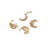 Brinco Pingente Estrela e Lua de Zircônia Banhado a Ouro 14K Ramo com Pássaro Cantando e Videira Florada Pingente DIY Colar Artesanal Acessórios de Joia