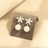 Pendientes de Flor de Zirconia y Perla Dulces Elegantes Estilo Coreano para Mujer Oro y Plata Pendientes Versátiles Pendientes Versátiles