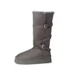 Botas de algodão com forro de pelúcia espesso e flocado para mulheres, botas longas quentes de cano alto, novas para outono e inverno, bico redondo, sola grossa, salto baixo, botas de neve peludas