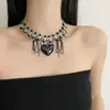 Dulce Fresca Chica Picante Amor Borla Lazo Negro Collar Femenino Nicho Único Sentido del Diseño Personalidad Cadena para Clavícula Accesorios