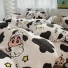 Conjunto de Cama Urso Rosa Ins Quatro Peças Algodão Lavado Arte Desenho Animado Cobertura de Edredom Lençol de Cama Conjunto de Três Peças para Dormitório de Estudante