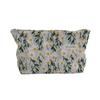 Bolsa de Maquillaje Bordada con Plantas de Algodón y Lino, Estuche Portátil de Lona para Lápices, Bolsa para Artículos de Tocador y Cuidado de la Piel para Llevar