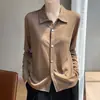 Cardigan de Punto Fino con Cuello Solapa Nuevo Estilo Primavera y Otoño Color Sólido Holgado Manga Larga Delgado Elegante Top Chaqueta para Mujer 2026