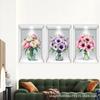 Pegatina de pared con marco de fotos 3D de simulación de flores y plantas verdes, para dormitorio, sala de estar, TV, fondo, autoadhesiva