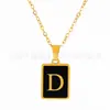 Colar Pingente Medalha Retangular Novo Estilo Europeu e Americano com 26 Letras, Gargantilha de Corrente Cobra Grossa com Design Único