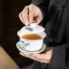 Gaiwan Sancai Cerámica de Porcelana Blanca Azul y Blanco Kung Fu Juego de Té Venta al por Mayor Logo Regalo Corporativo de Negocios