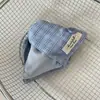 Presilha de Cabelo Triângulo com Botão Xadrez Listrado Azul Estilo Coreano para Mulheres, Novo Estilo para Penteados Updo na Parte de Trás da Cabeça, Acessório de Cabelo Doce e Versátil