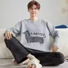 Pijama para adolescentes, conjunto casual de manga larga con dibujos animados para hombre, primavera y otoño, ropa para dormitorio de estudiante de secundaria, ropa de estar para otoño e invierno, conjunto de dos piezas