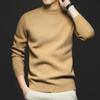Novo Suéter Masculino Outono e Inverno Cor Sólida Anti-Pilling Lã Penteada Cardigan Tricotado Manga Longa Gola Alta Suéter Roupa Masculina
