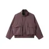 ORIGTEEN Marca de Moda Designer Jaqueta de Caça com Bolso Grande e Gola Alta Masculina Primavera e Outono Casaco Amplo para Trabalho JK8014