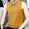 Camiseta Masculina de Algodão Puro para o Verão com Gola V e Redonda, Sem Mangas, Cor Sólida, Colete Esportivo Respirável, Top para Adolescente