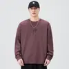 Camiseta de manga larga estilo americano para hombre, colección otoño 2026, primavera y otoño, camiseta interior de algodón puro con estructura de bambú, talla grande