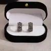 Ilha Crepúsculo~Brincos Importados Tchecos Cinza Finamente Cravejados com Diamantes Brilhantes Estilo Coreano Estilo Ins Luxo Acessível Brincos Requintados High-End