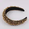 Diadema de perlas de lujo europea y americana, pasador de pelo, diadema de red para la parte superior de la cabeza, diadema roja para el cabello, presión lateral ancha, industria pesada exagerada, para mujer, venta al por mayor