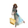 Estilo Super Hada Isla Resort Sirena Deseo Puro Soñador Diseño Difuminado Encaje Empalmado Tirantes Malla Falda Larga