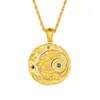 Artesanía Antigua Bendición Oriental Sol Dorado Luna Brillante Colgante de Transferencia Color Dorado Estrella Tridimensional Pájaro Patrón de Osmanthus Collar