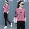 Conjunto Esportivo Casual para Mulheres Primavera e Outono 2025 Novo Estilo Coreano Tamanho Grande Solto Efeito Emagrecedor Manga Longa Corrida Conjunto de Duas Peças Tendência