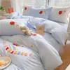 Toalha de algodão estilo princesa para meninas, conjunto de quatro peças bordado, lençol de cama 100% algodão, capa de edredom, capa de cama, algodão tingido