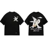 Camiseta Casual Solta de Manga Curta com Estampa de Slogan Icônico High Street para Mulheres e Homens