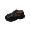Sapatos pretos de couro para meninas de fronteira 2026 outono novo sapatos britânicos de performance infantis, sapatos casuais antiderrapantes para bebês e crianças pequenas, da moda