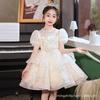Transfronterizo en stock Vestido de niña 2024 Nuevo estilo Elegante Boda Dama de honor Vestido de princesa Niños Vestido de princesa Actuación de piano