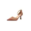 Zapatos Elegantes de Tacón Alto Estilo Coreano 2026 Verano Nuevos Sandalias de Tira Fina con Punta Puntiaguda Caladas de Piel Genuina Versátiles Sandalias de Punta Cerrada y Tacón Cerrado