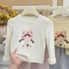 Nueva camiseta interior de otoño estilo coreano con dibujos animados para niñas, capa base de moda para bebés, top infantil moderno