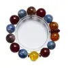 [Cuentas Rojas Ola Roja] Cristal Natural Oro Negro Flor Amarilla Super Pegamento Pulsera para Mujer La Más Fácil de Combinar Pulsera de Regalo al por Mayor