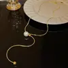 Colar Pingente Metálico em Forma de U com Acabamento de Luxo, Corrente para Suéter Retrátil Resistente, Joia Fashion de Temperamento Levemente Luxuoso para Mulheres, Design Geométrico