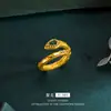 Anel de cobra de bambu Vietnamita com rubi de ouro microcravejado moda nicho versátil anel de gema cravejado com diamante