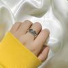 Anillo Europeo y Americano Electrochapado 925 Plata Antigua para Mujer, Moda Personalizada de Moda ins, Anillo de Boca Abierta de Moda, Celebridad de Internet, Anillo Simple Hip-Hop para Dedo Índice