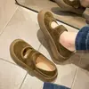 Zapatos Birkenstock de Velcro para Mujer, Nuevos Otoño 2025 Zapatos Mary Jane de Gamuza con Suela Gruesa, Zapatos Poco Profundos Slip-On para Mujeres Embarazadas
